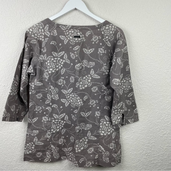 COLUMBIA Women’s Gray Linen Cotton Blend Peasant Blouse Top Size Small - Picture 5 of 6
